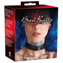 Bad Kitty nyakpánt gyűrűvel, fekete puha nyakörv